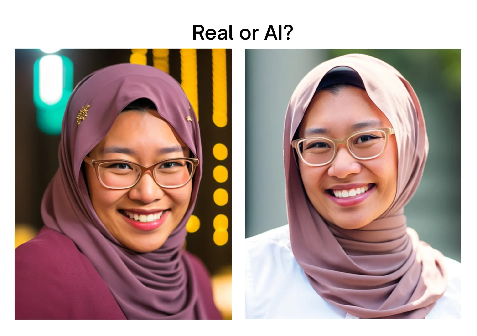 Two photos of the user that look photorealistic but are, in fact, AI generated.