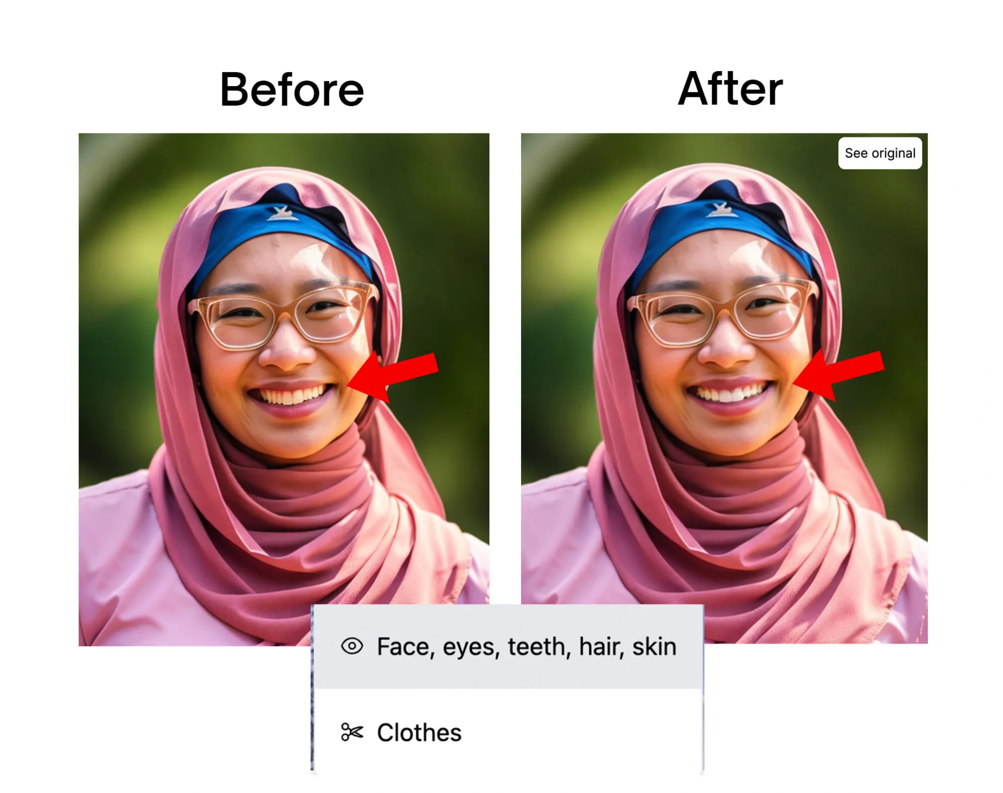 Side-by-side pictures with different teeth generated using AI.
