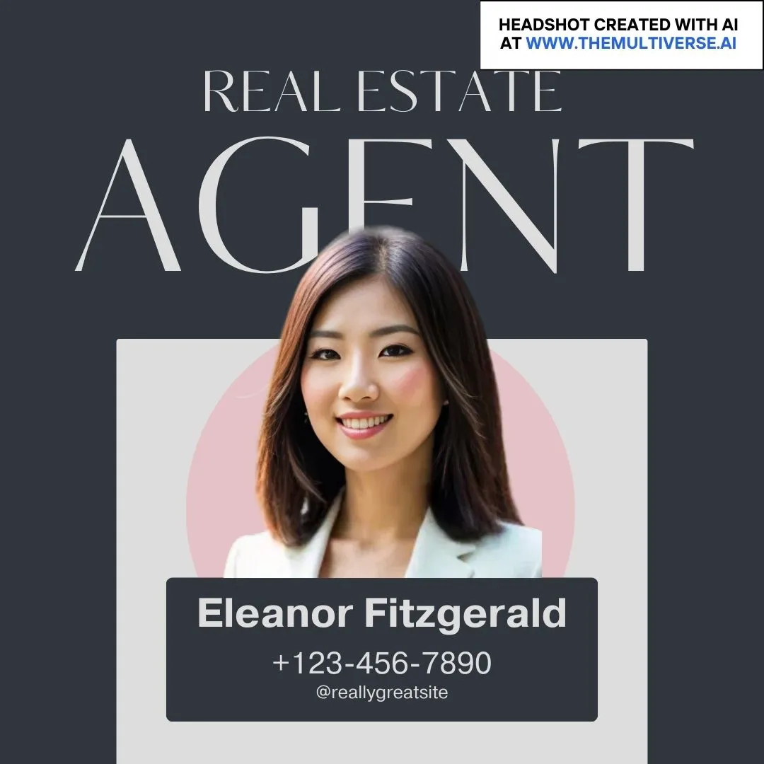 Example of a real estate ad with an AI-generated headshot from the Multiverse AI