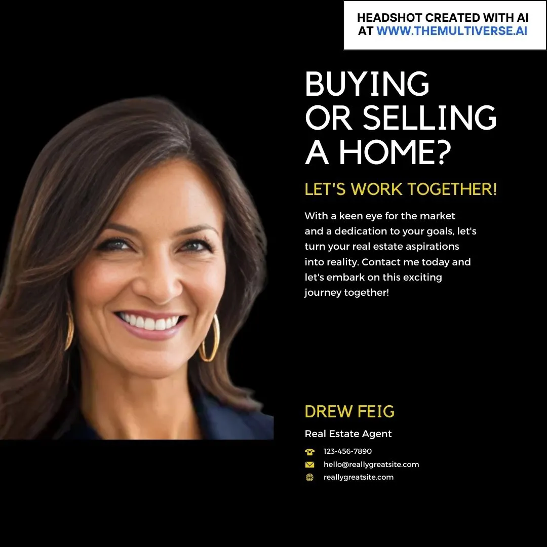 Example of a real estate ad with an AI-generated headshot from the Multiverse AI