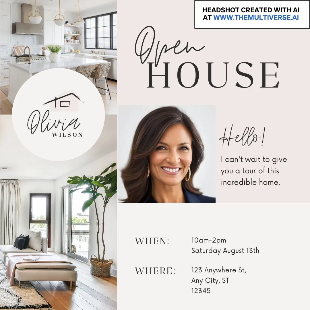 Example of a real estate ad with an AI-generated headshot from the Multiverse AI