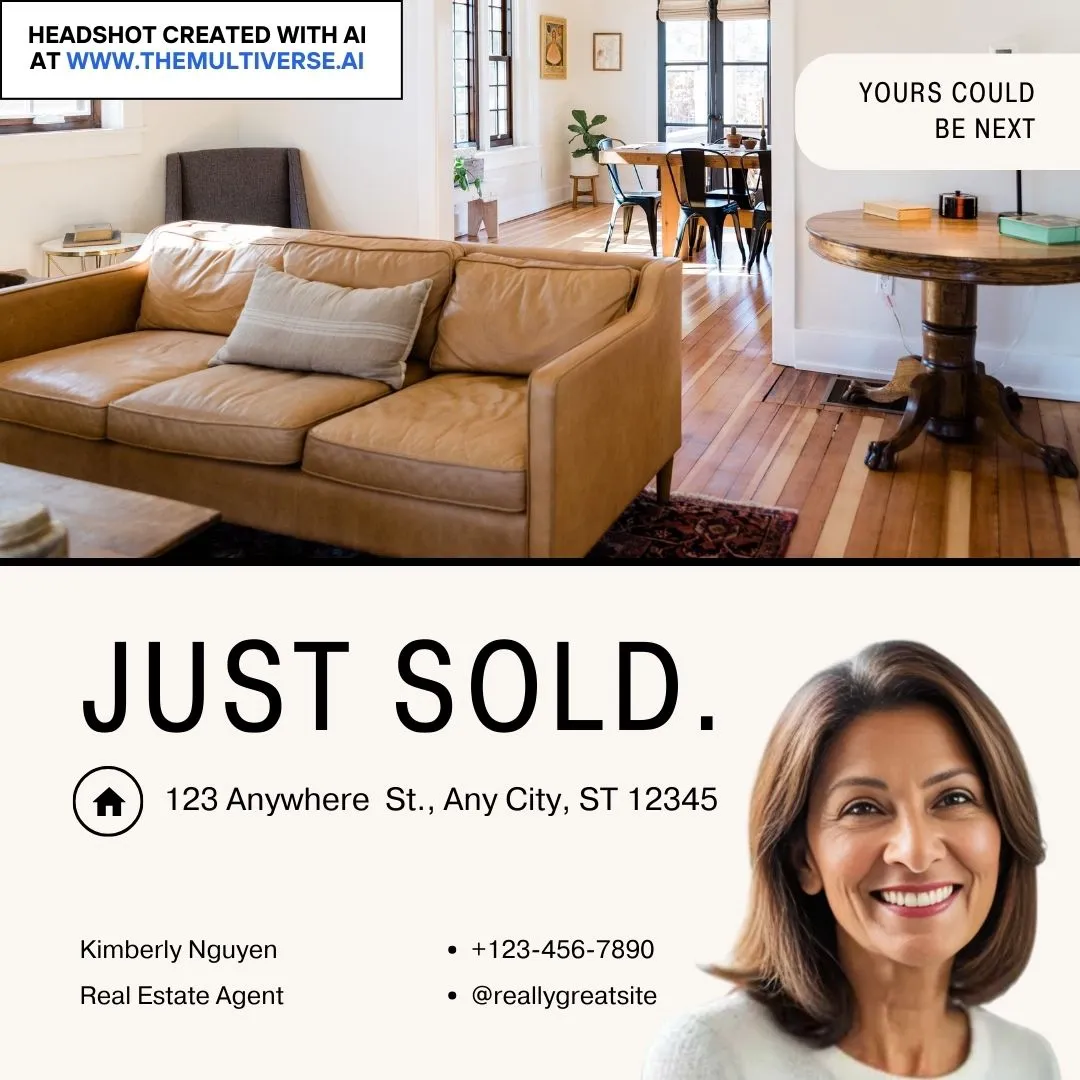 Example of a real estate ad with an AI-generated headshot