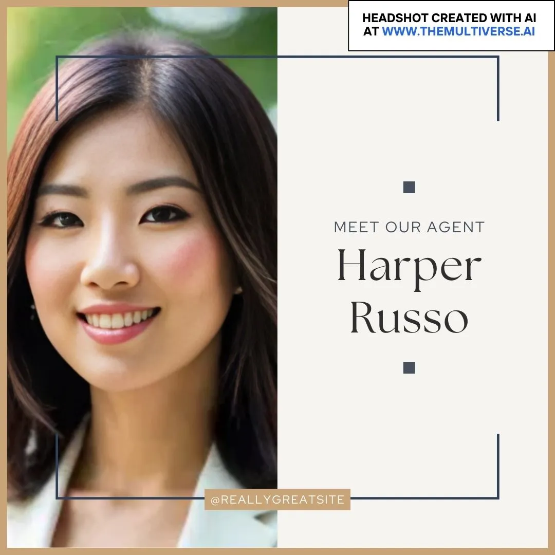 Example of a real estate ad with an AI-generated headshot from the Multiverse AI