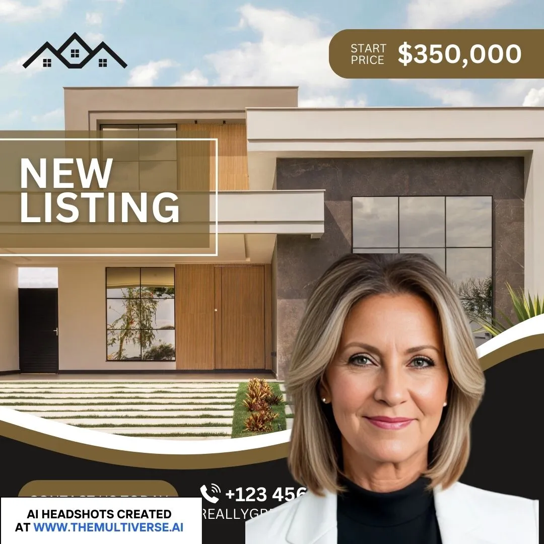Example of a real estate ad with an AI-generated headshot