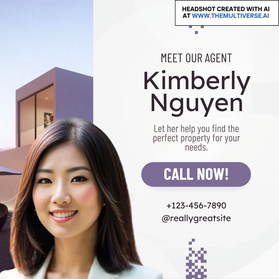 Example of a real estate ad with an AI-generated headshot from the Multiverse AI