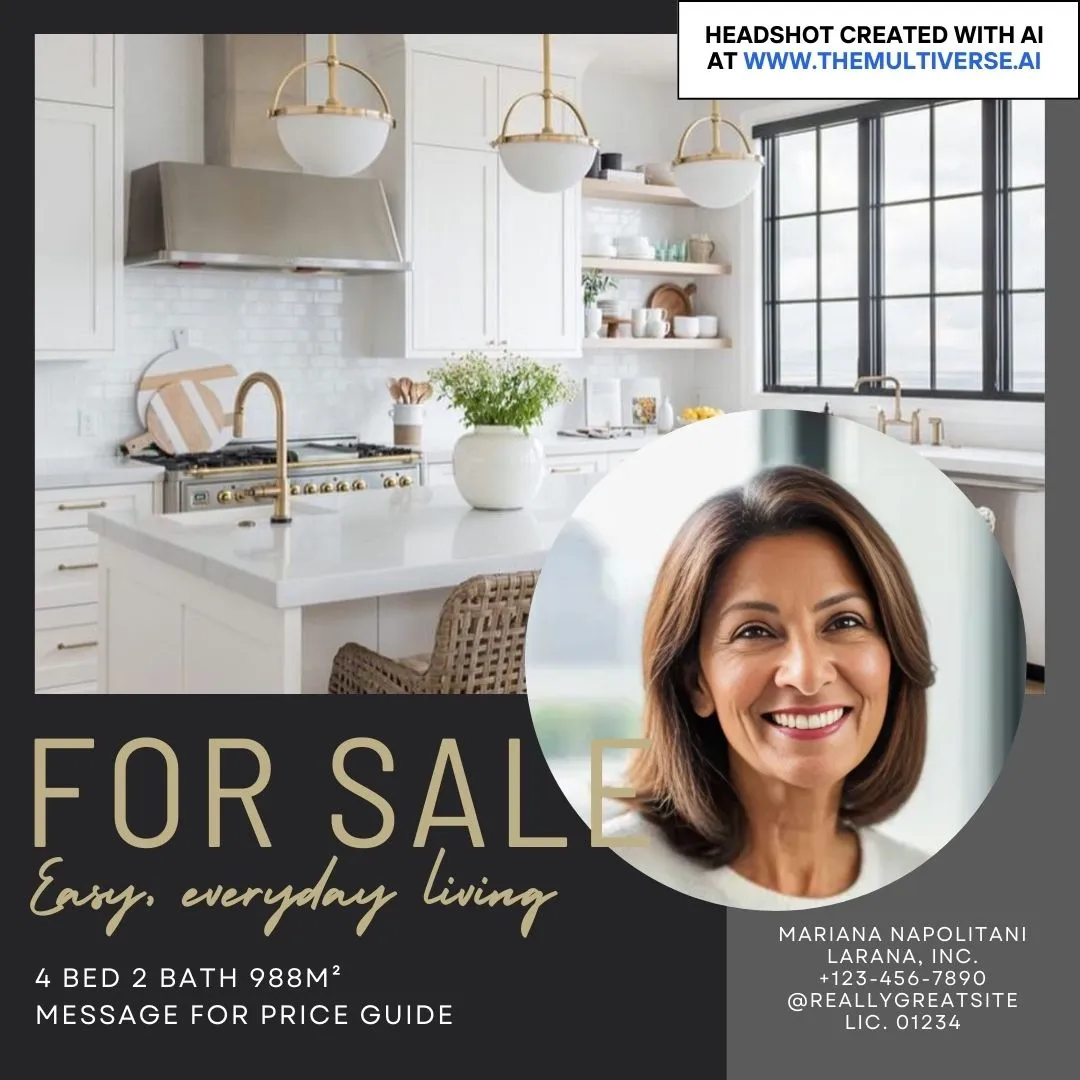 Example of a real estate ad with an AI-generated headshot