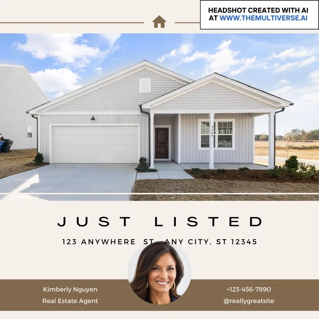 Example of a real estate ad with an AI-generated headshot from the Multiverse AI