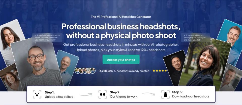 The landing page of HeadshotPro.