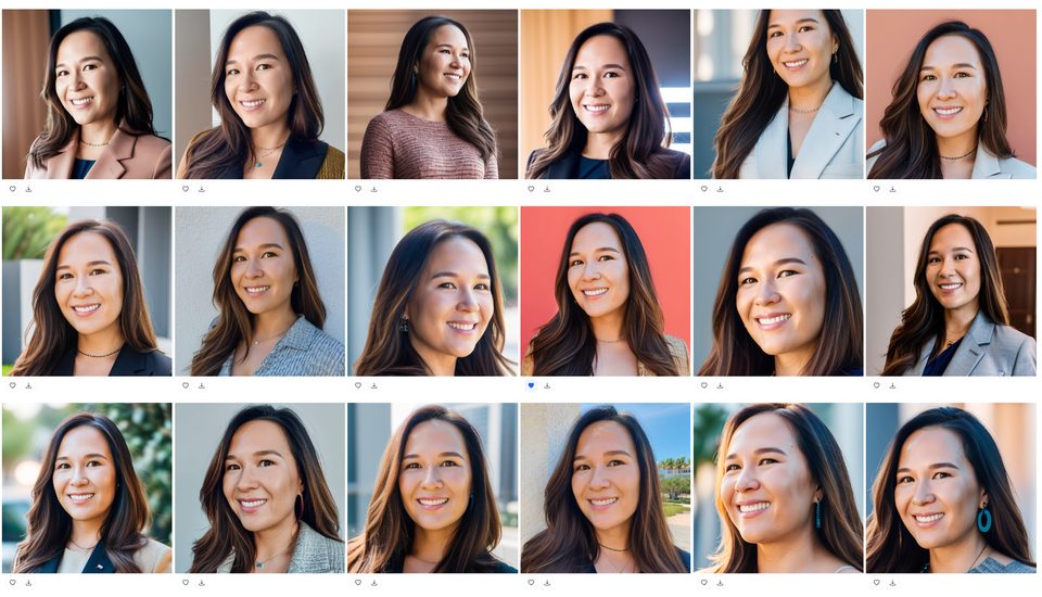 AI headshot generator output images 