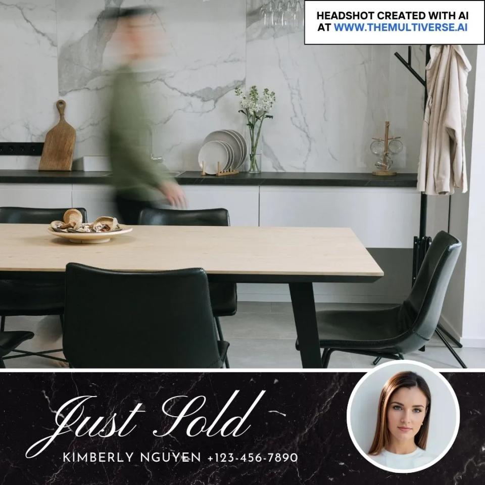 Example of a real estate ad with an AI-generated headshot