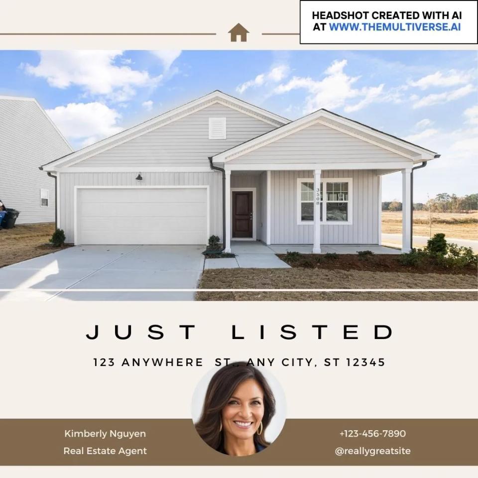 Example of a real estate ad with an AI-generated headshot from the Multiverse AI